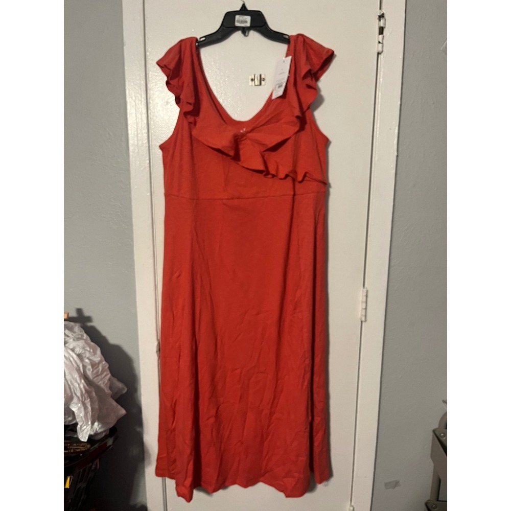 Isabel Maternity by Ingrid & Isabel Red Flutter Sleeve Ribbed Midi Dress XL NWT